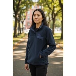 Patagonia Re-Tool Snap T 1/4 Button Fleece Pullover Navy Blue Womens Size L